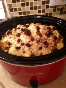 This crock pot bread pudding makes a great breakfast or dessert!